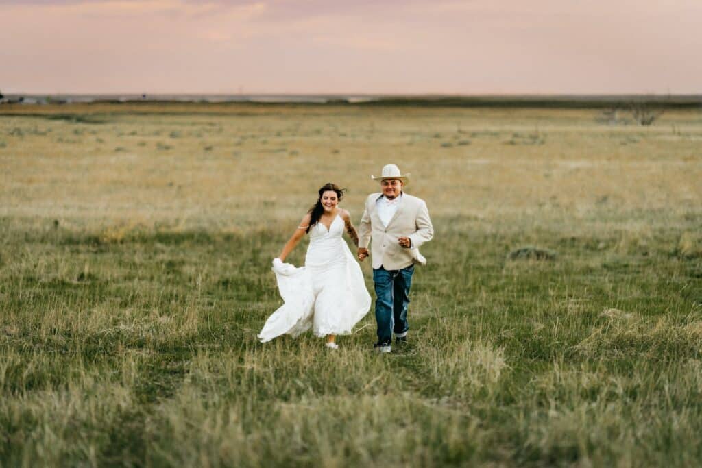 wedding shoot in field